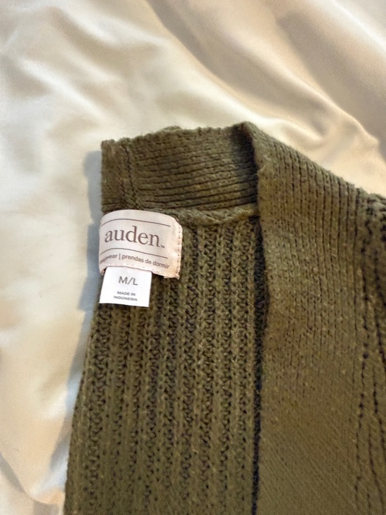 Auden Women’s Olive Green Open-Front Robe Cardigan + Wide-Leg Pant Set Size M/L - Picture 9 of 11
